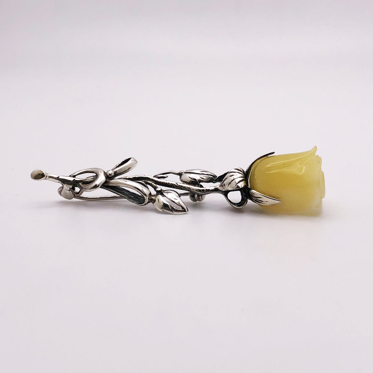 Milky Amber Rose Brooch