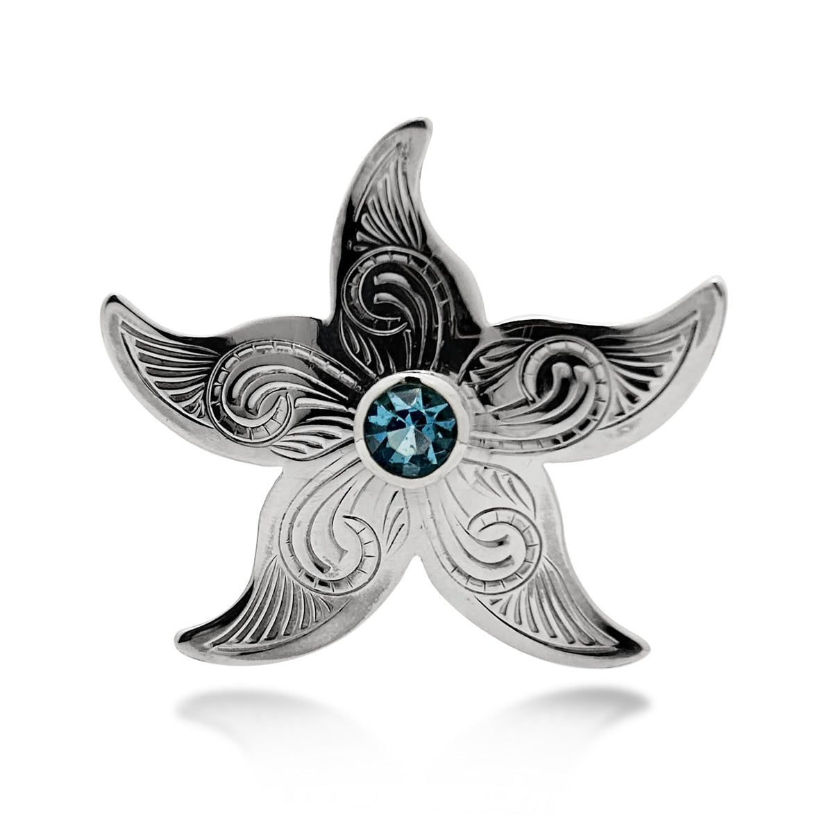 Starfish Pendant with Blue Topaz