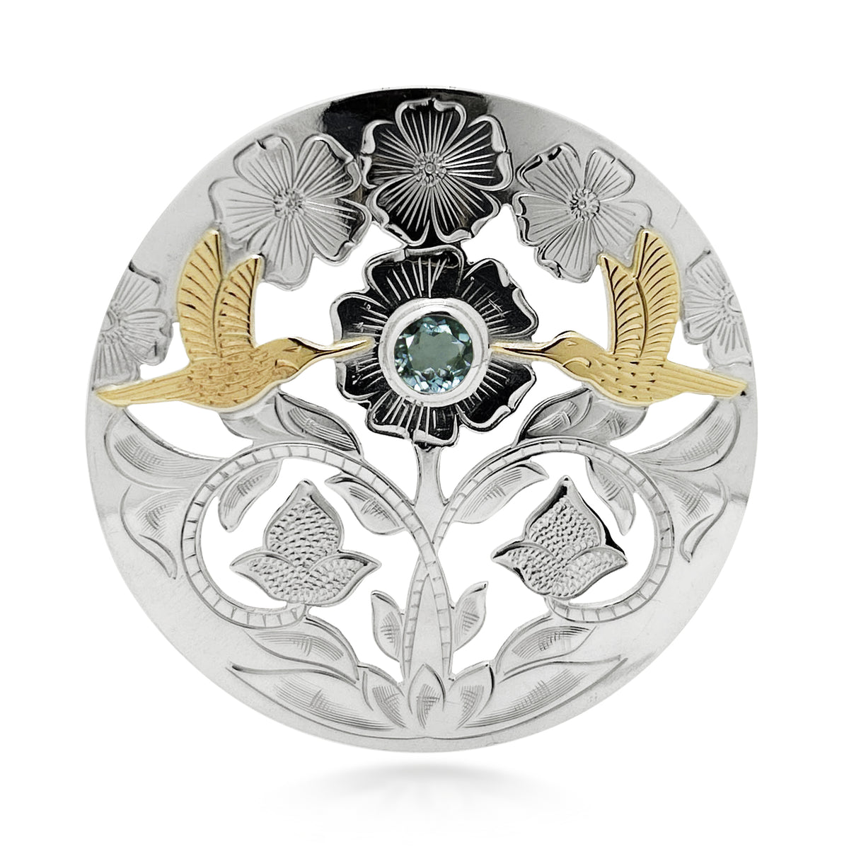 Pendentif Colibri avec Tourmaline Bleue