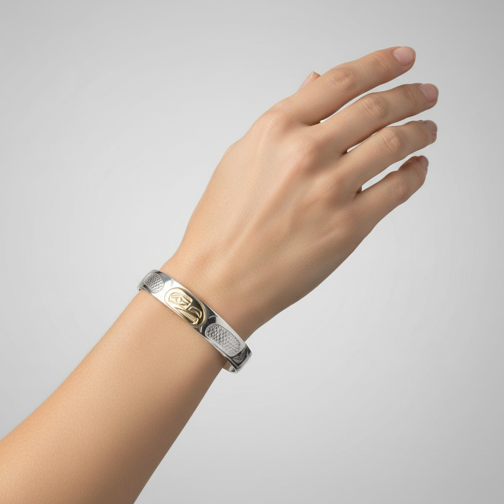 cuff bracelet with gold inlay