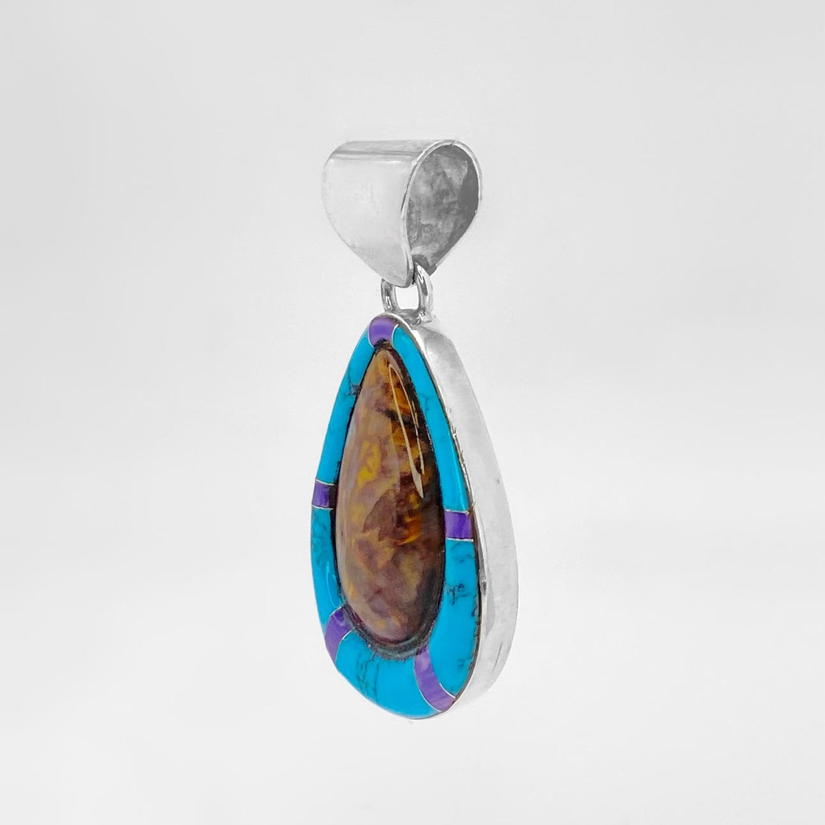Zuni Multi-stone Inlay Drop Pendant