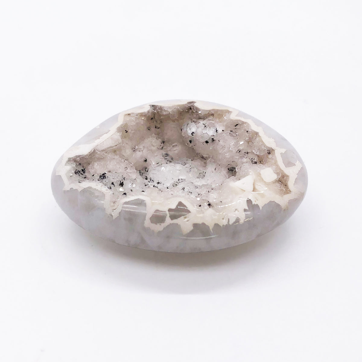 White Druzy Agate Palm Stone Pendant
