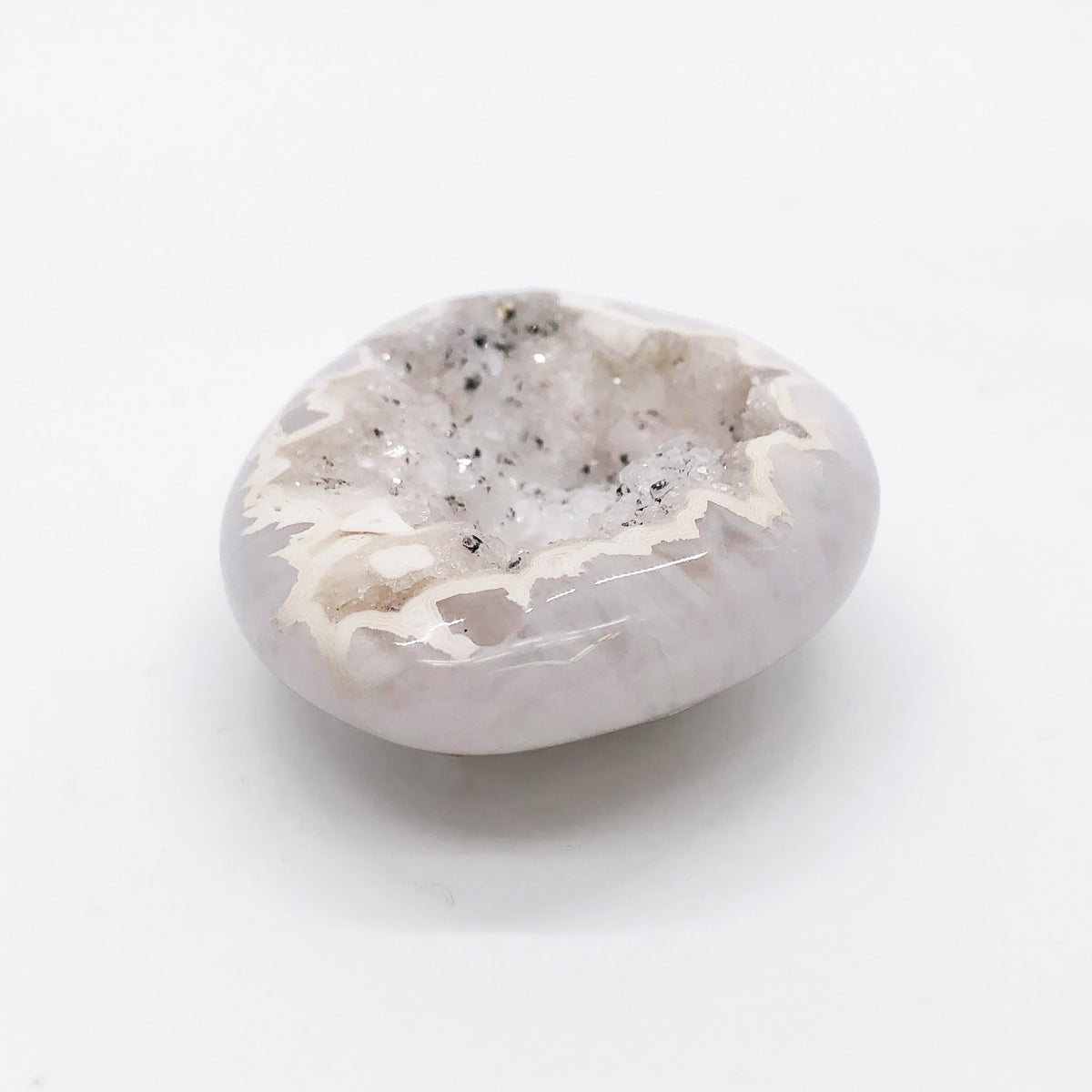 White Druzy Agate Palm Stone Pendant