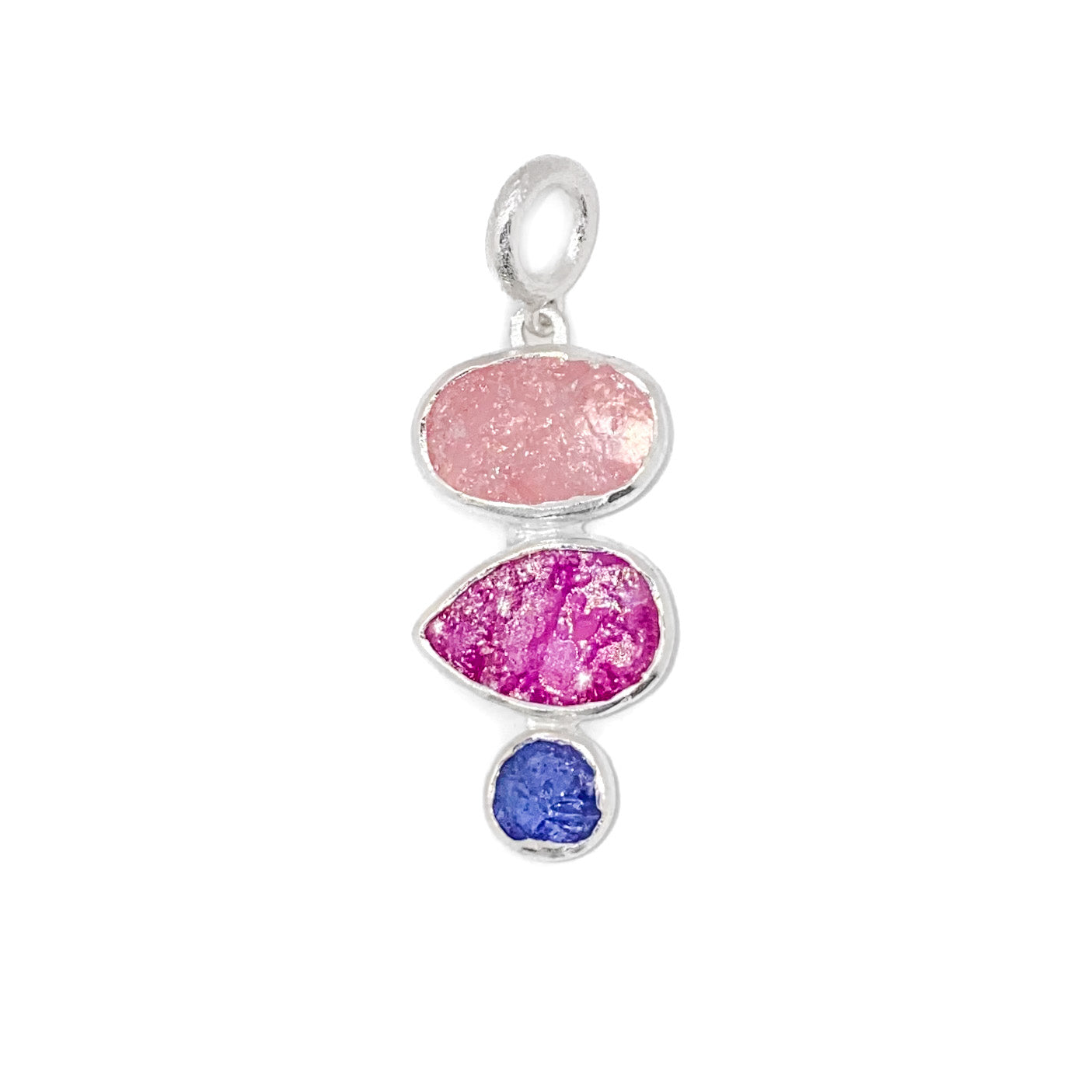 Morganite, Ruby and Tanzanite Pendant