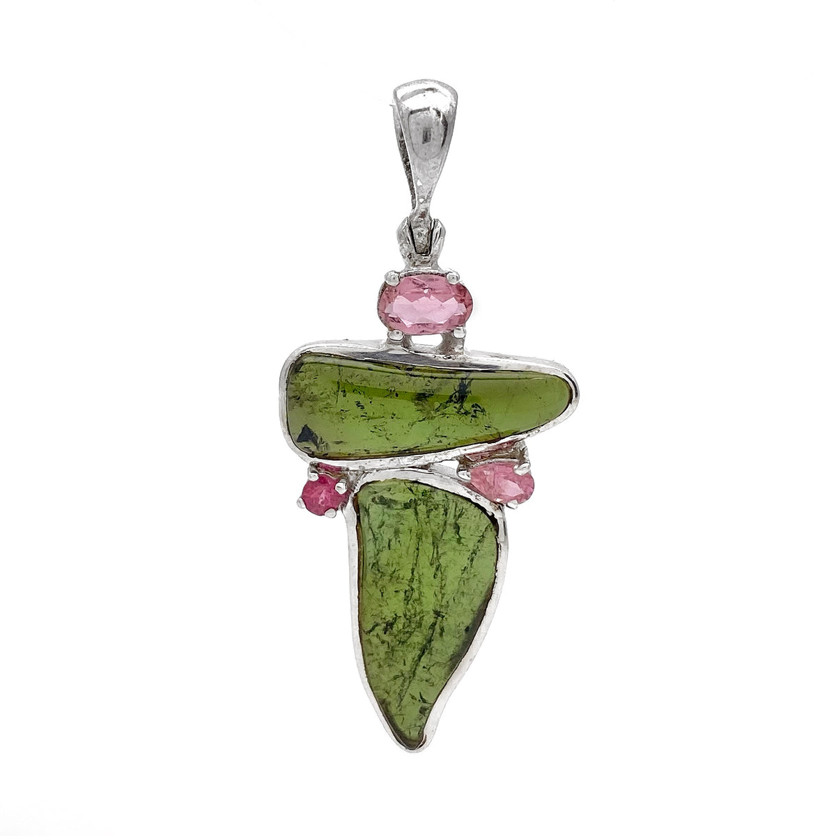 Pendentif en tourmaline verte et rose