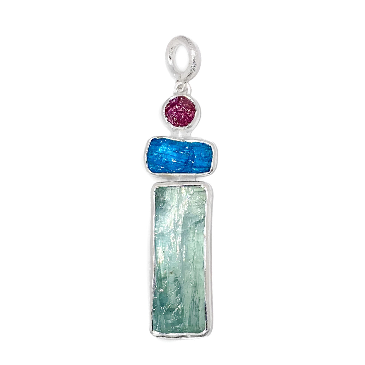 Aquamarine, Apatite and Ruby Pendant