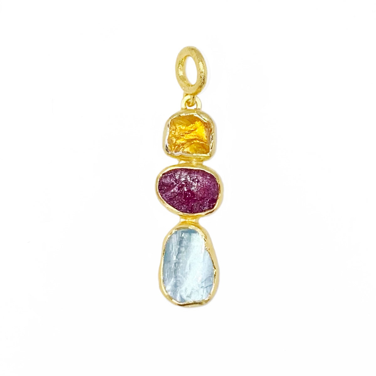 Aquamarine, Citrine and Ruby Pendant