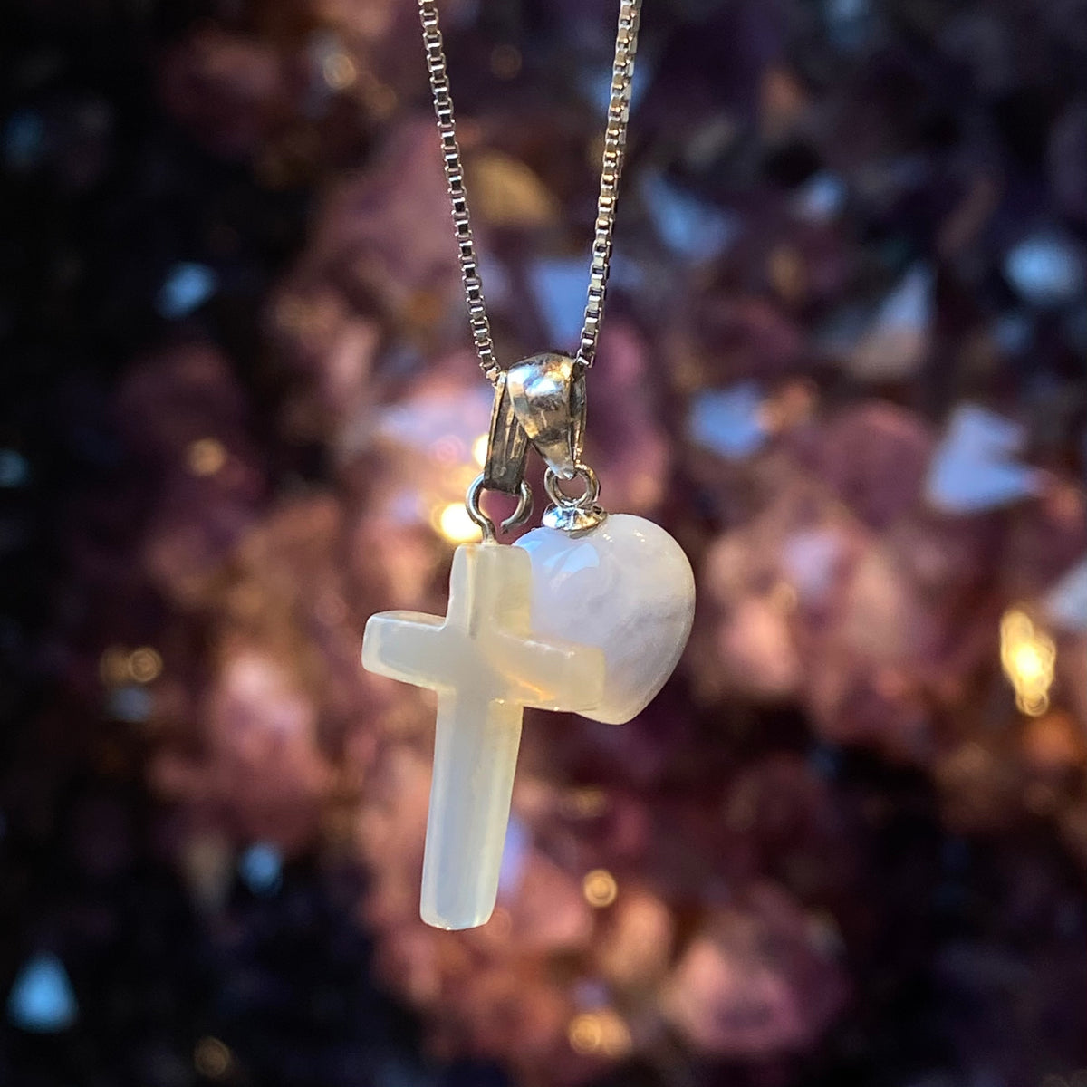 Blue Lace Agate Heart Pendant