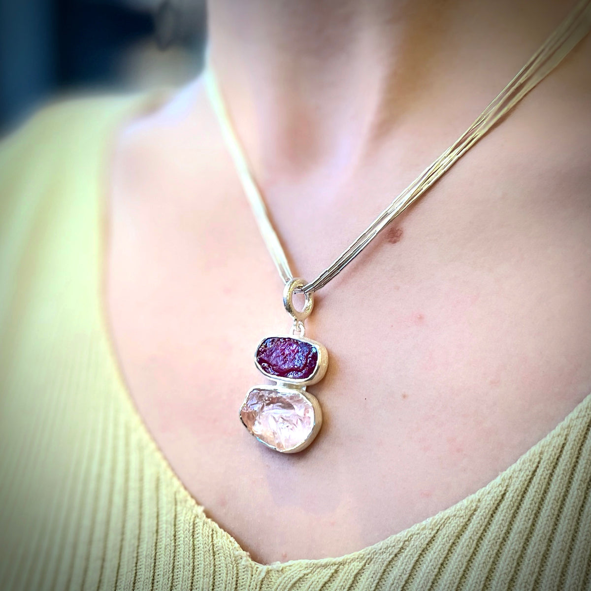 Garnet and Rose Quartz Pendant