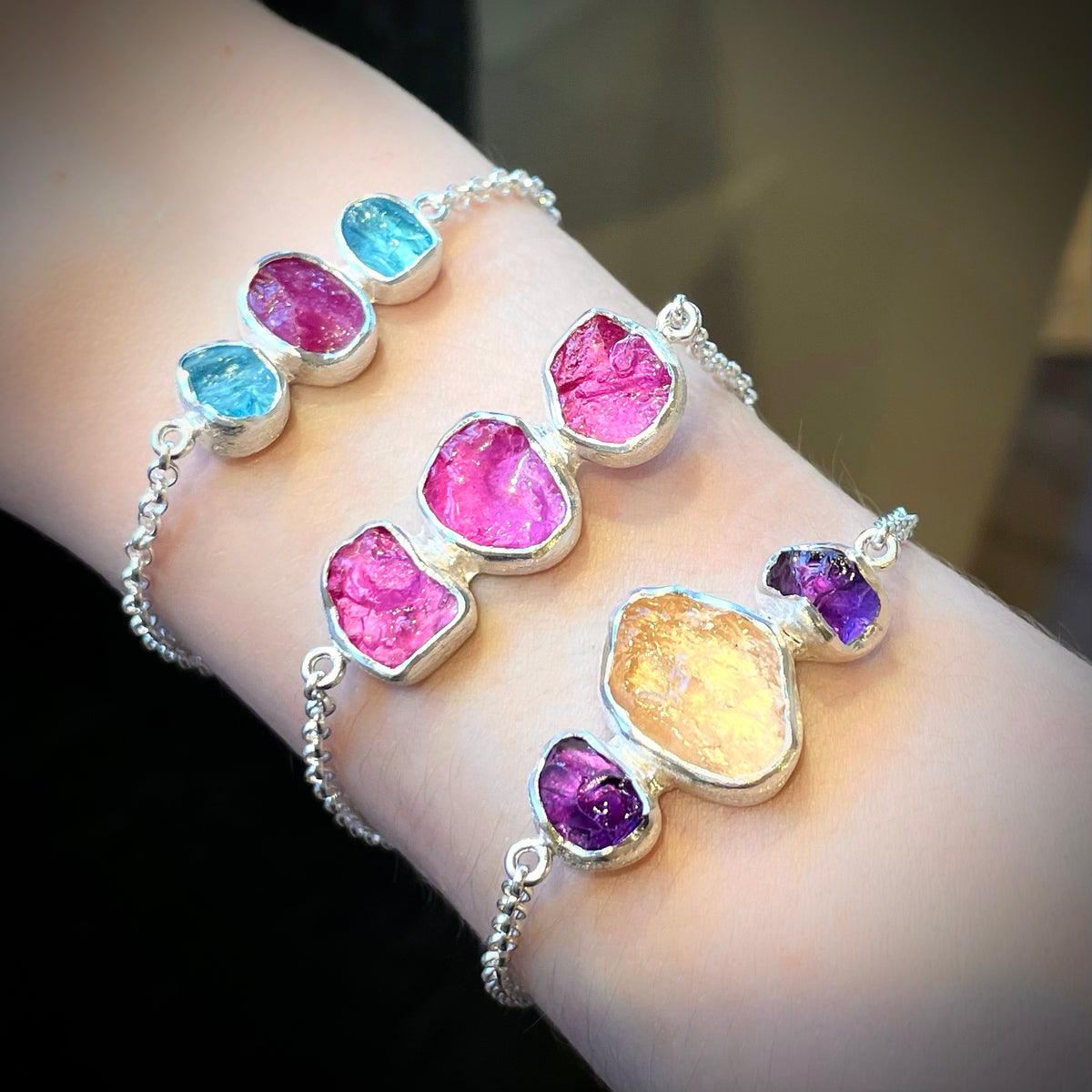 Apatite and Ruby Bracelet