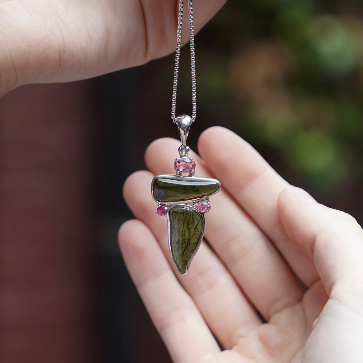 Pendentif en tourmaline verte et rose