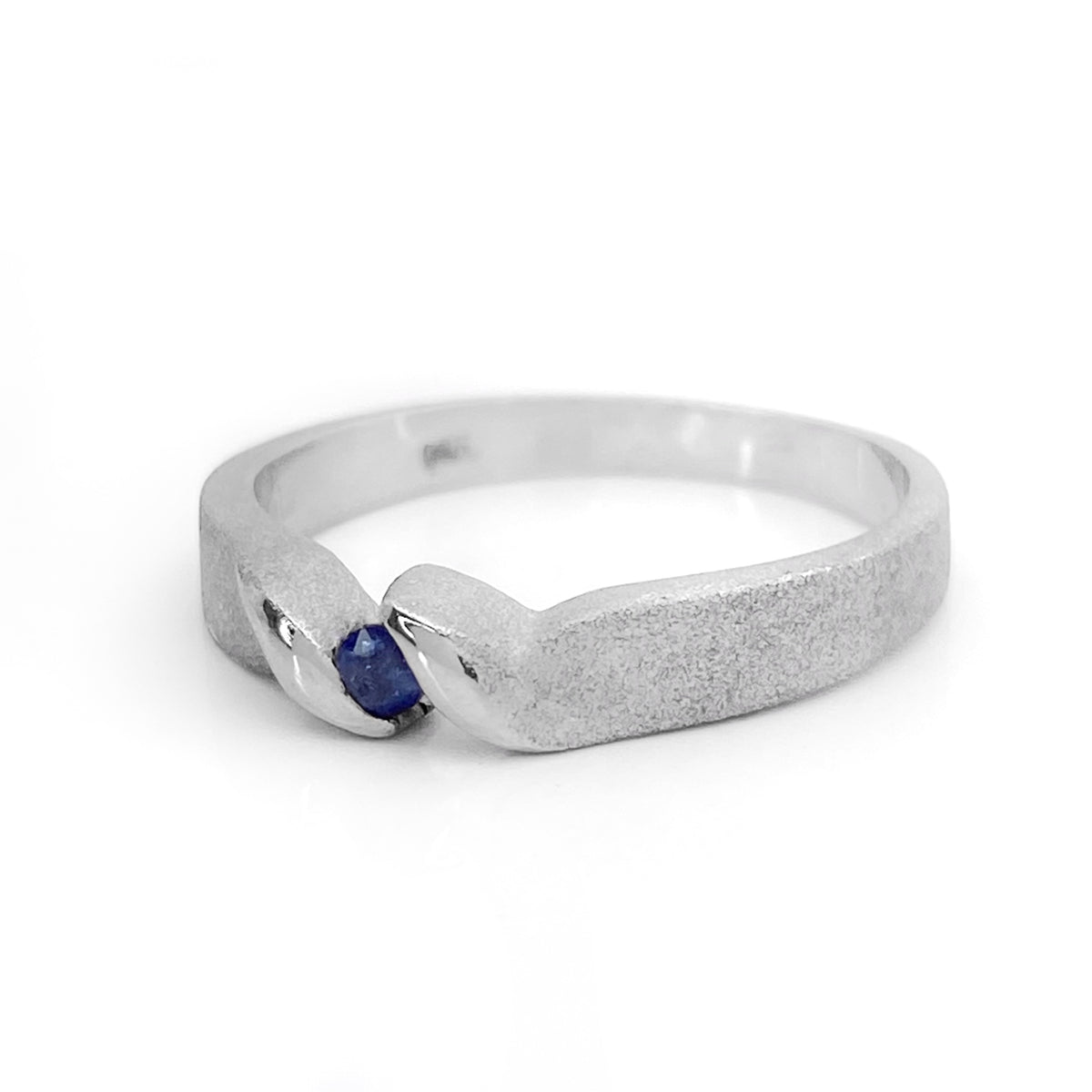 Bague Saphir - Finition mate et polie