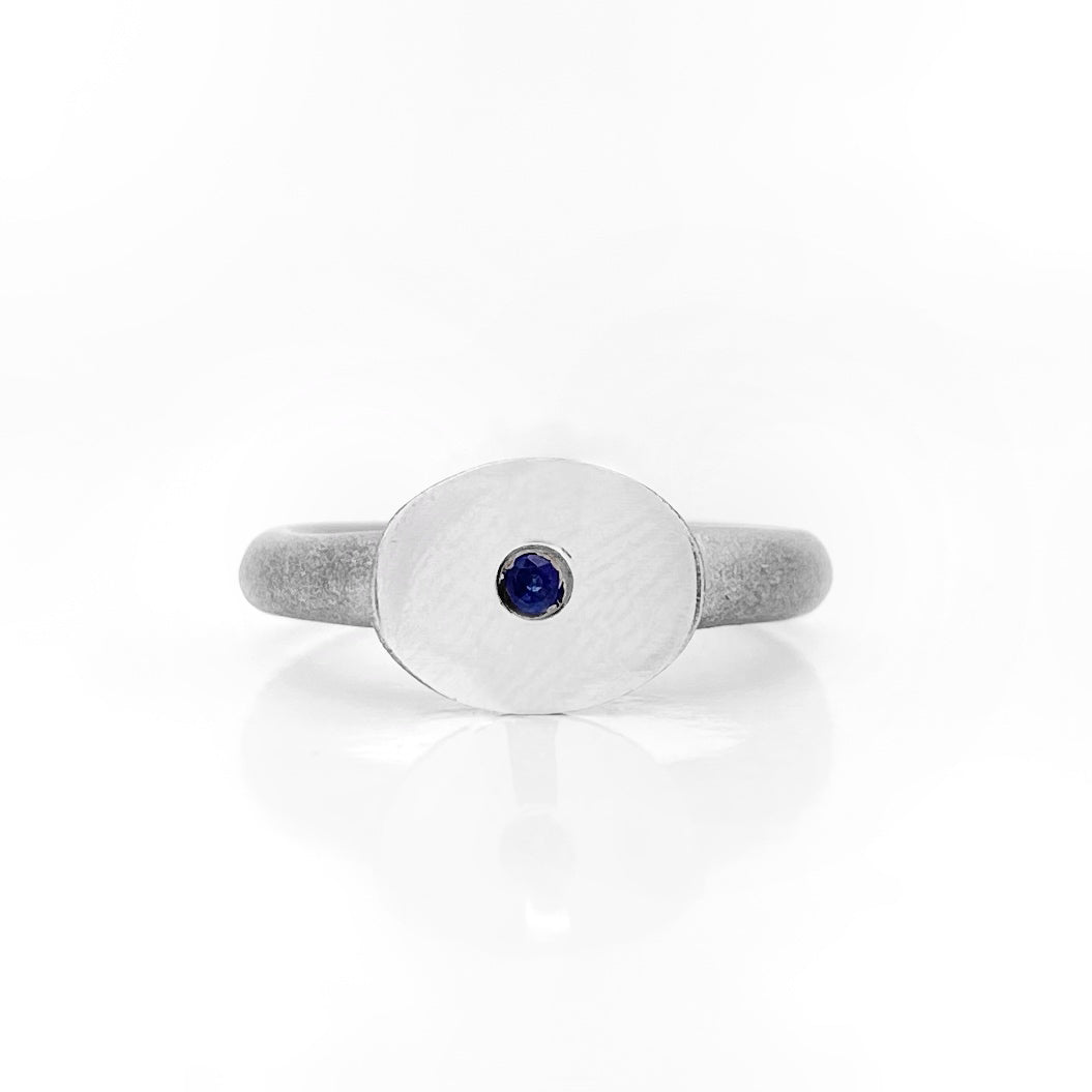 Bague Saphir - Finition sablée et polie