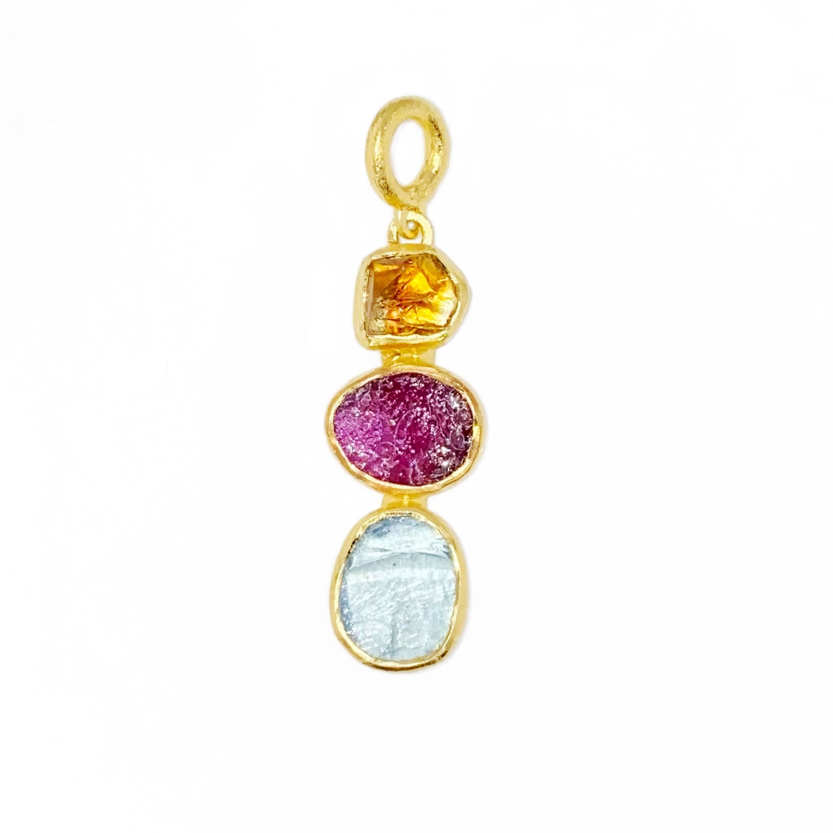 Aquamarine, Citrine and Ruby Pendant