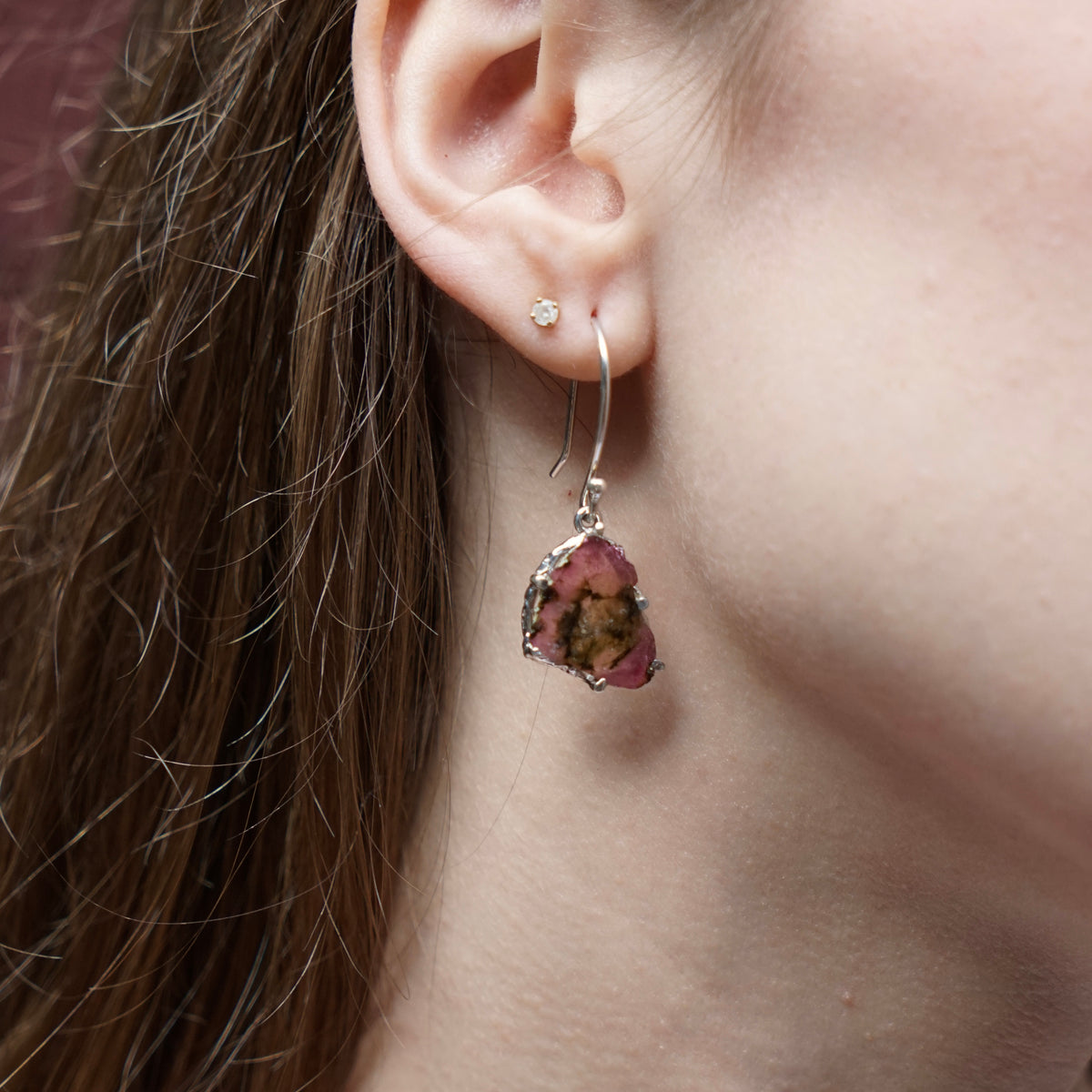 Boucles d'oreilles tourmaline pastèque