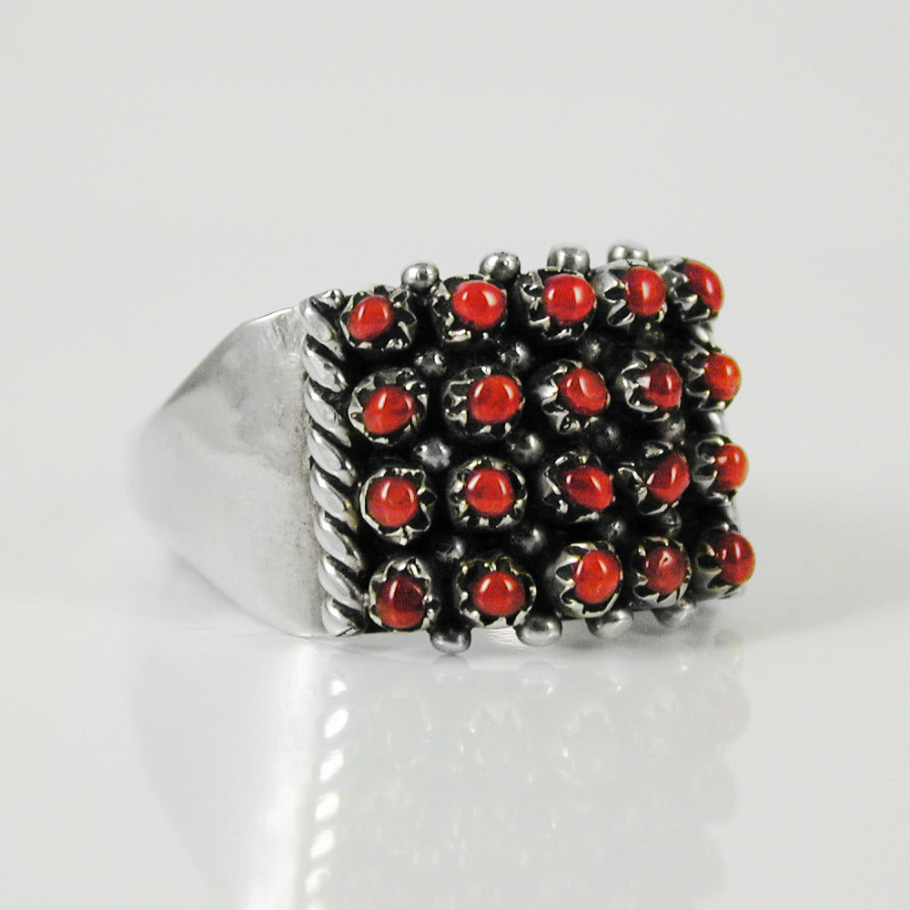 4 Row Snake Eye Coral Ring