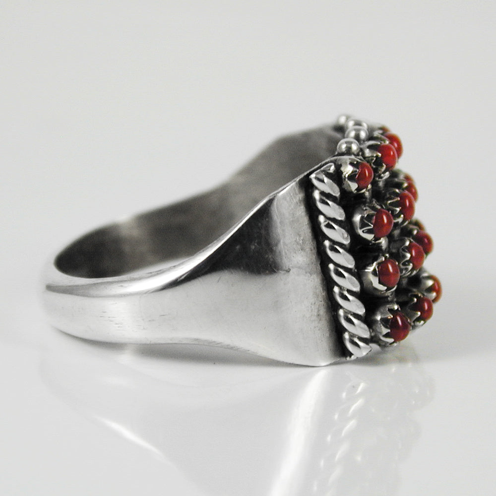 4 Row Snake Eye Coral Ring