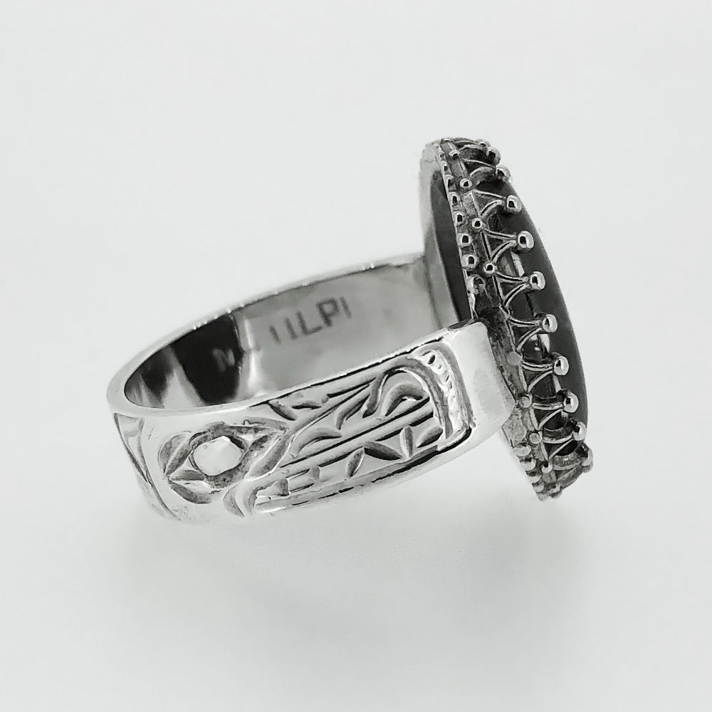 Bear and Wolf Ring with Ammolite