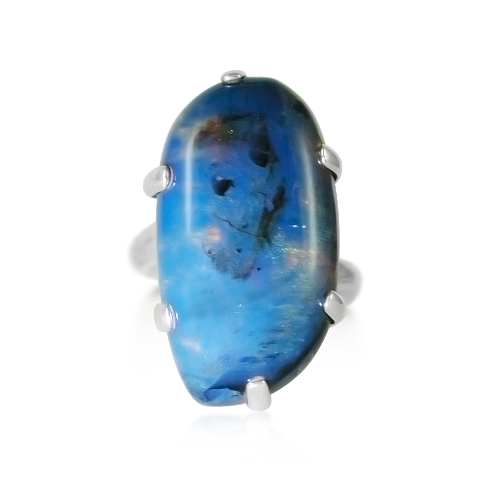 Bague Ambre Bleu