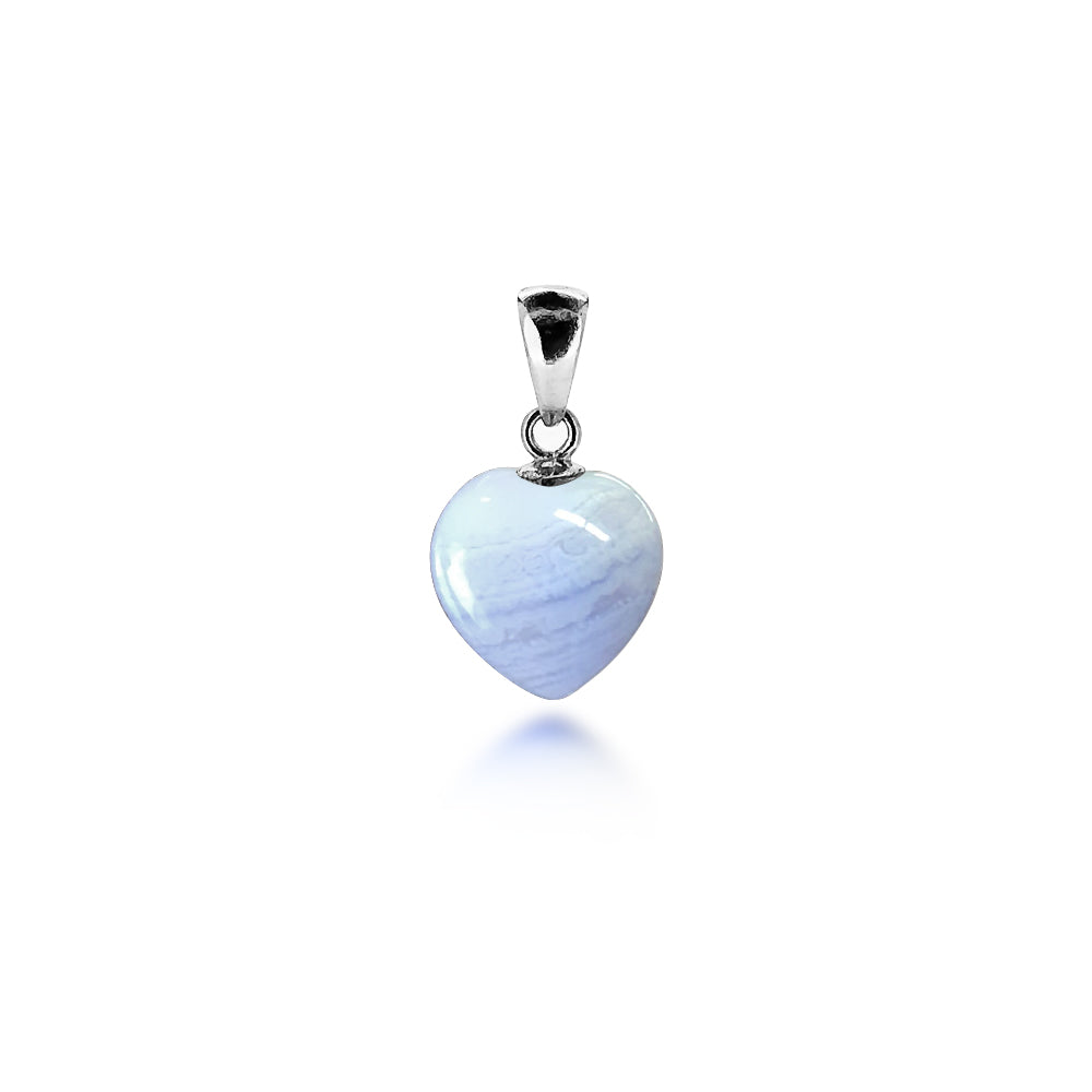 Blue Lace Agate Heart Pendant