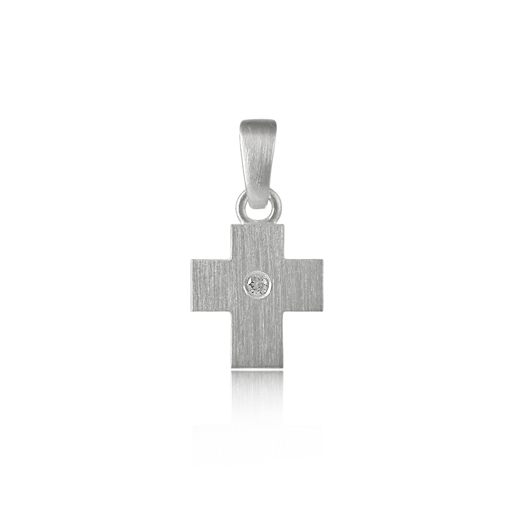Pendentif croix finition mate avec diamant