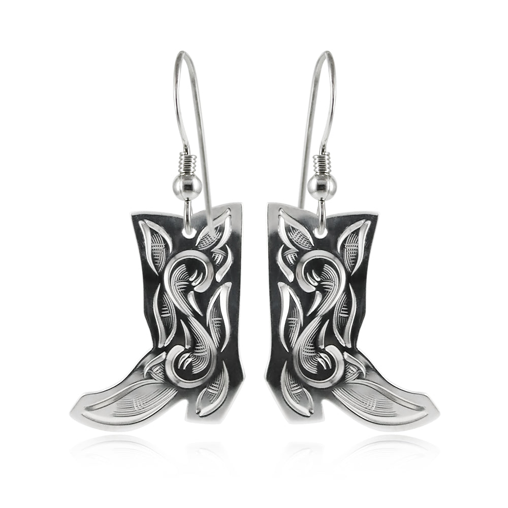 Boucles d'oreilles bottes de cow-girl fleuries