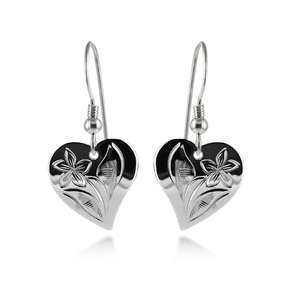 Boucles d'oreilles coeur fleuri