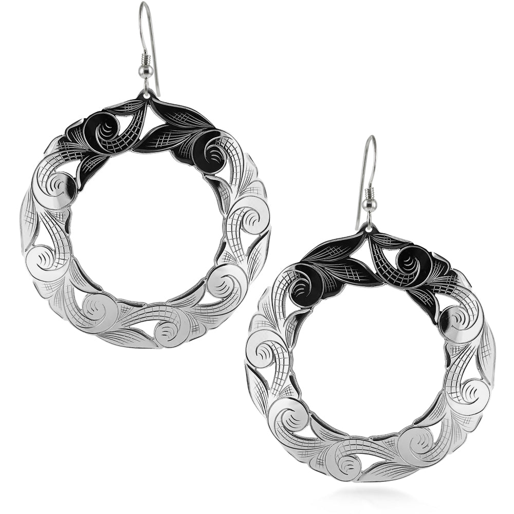 Boucles d'oreilles créoles à motifs floraux