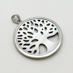 Black Mother of Pearl Tree of life Pendant