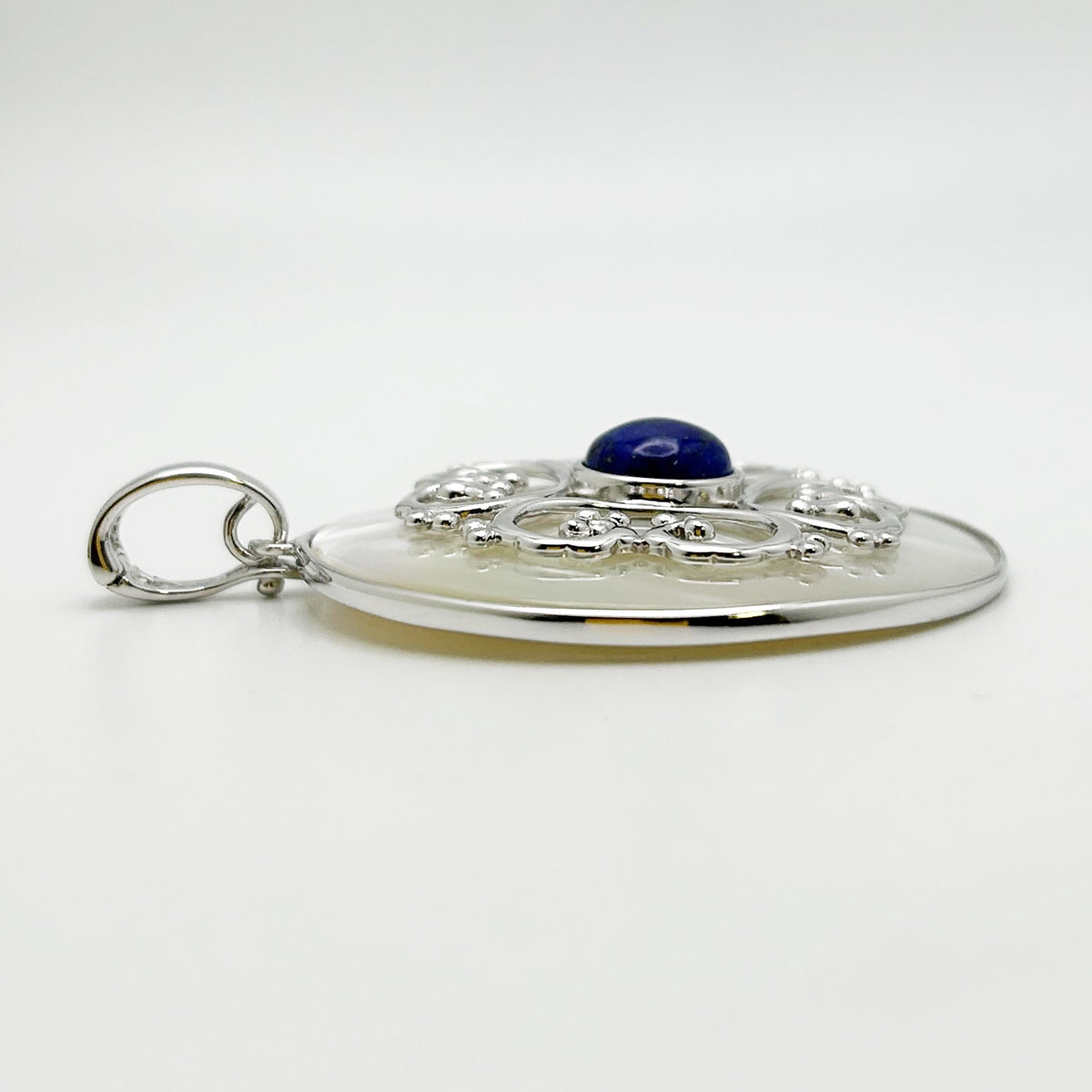 White Mother of Pearl and Lapis Lazuli Pendant