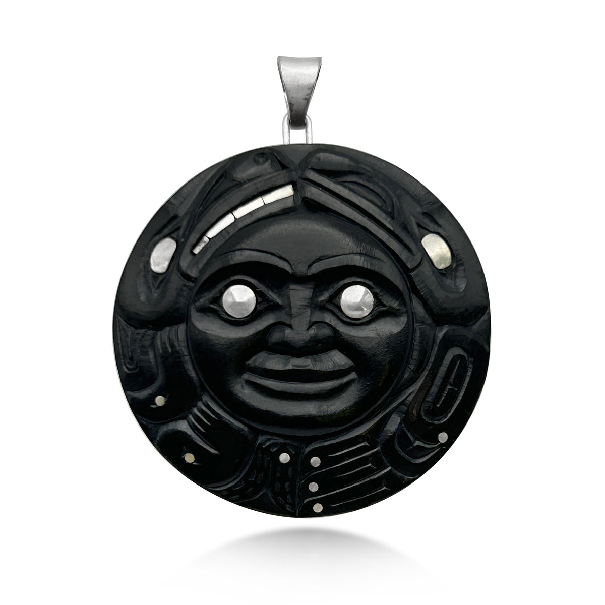 Pendentif Lune avec Corbeau et Loup