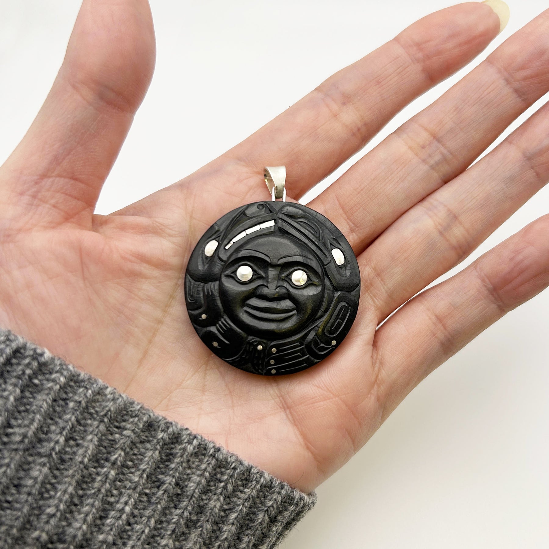 Moon with Raven and Wolf Pendant