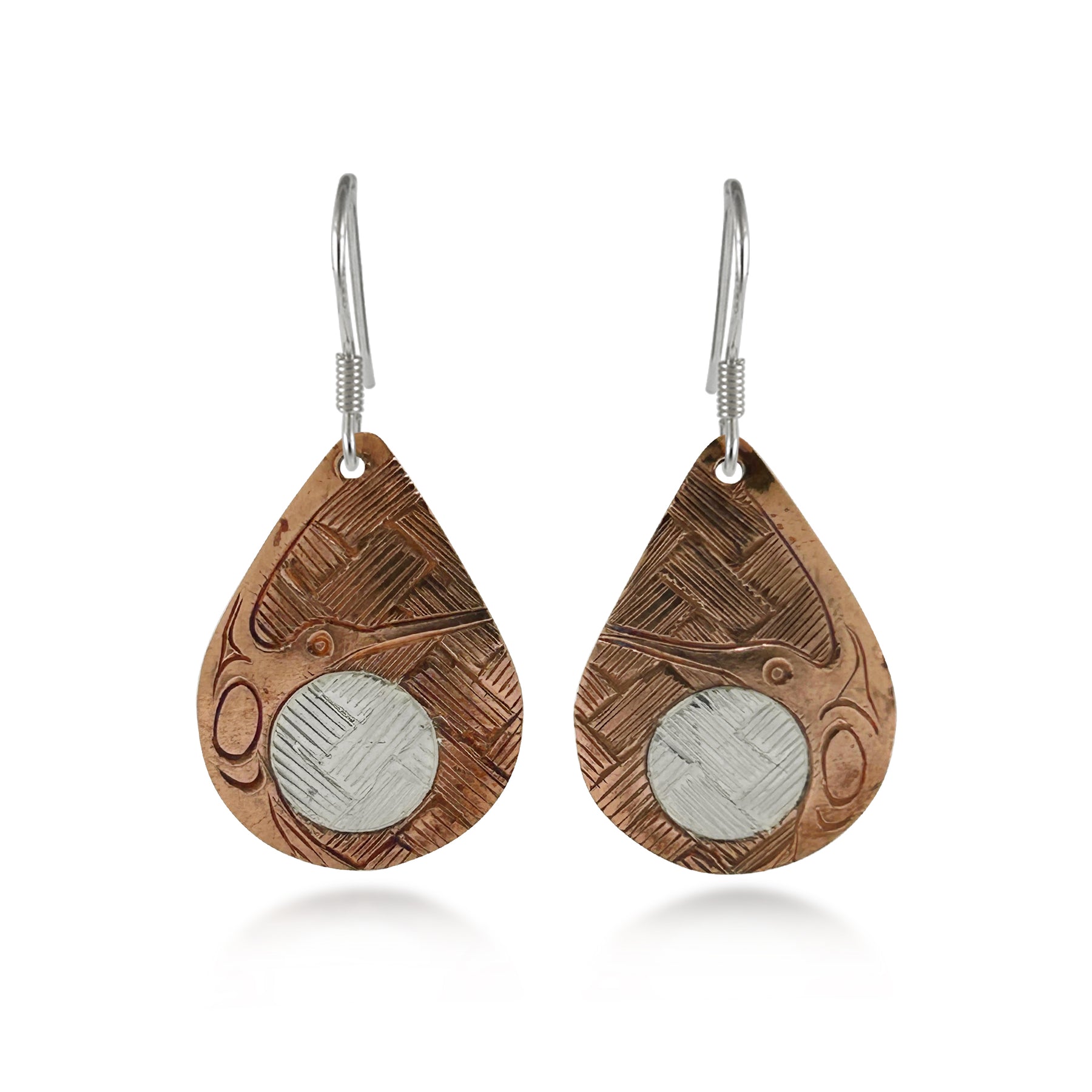 Hummingbird with Salish Weave Earrings