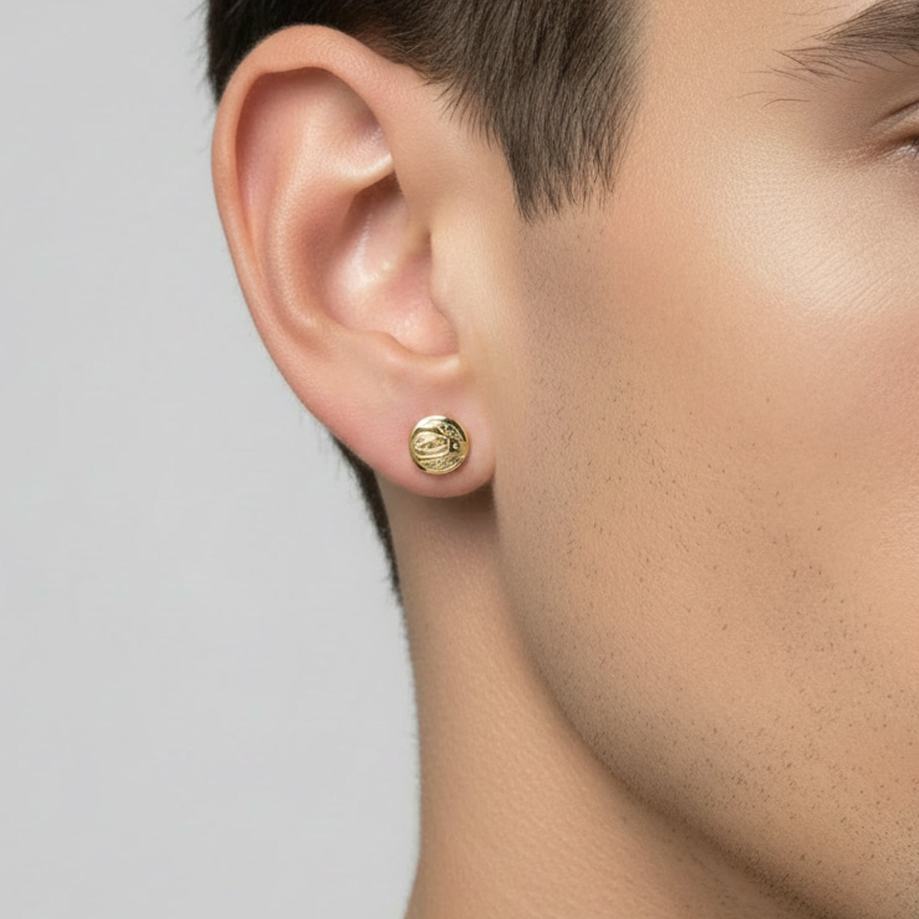14K Yellow Gold Loon Stud Earrings
