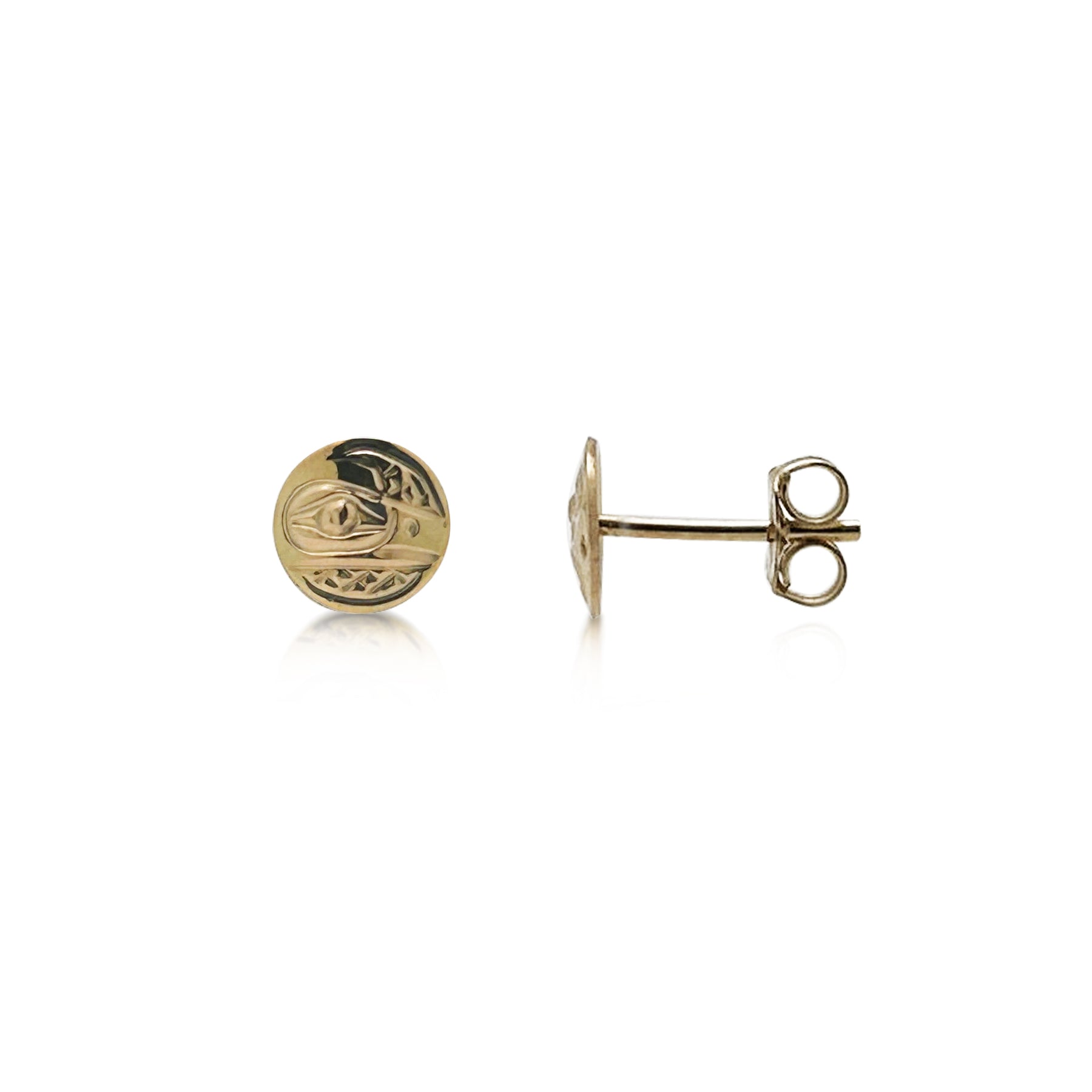 14K Yellow Gold Loon Stud Earrings
