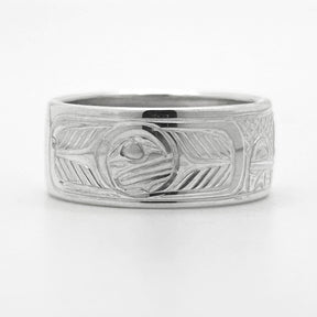 Wolf and Moon Heavy Gauge Ring - 1.5mm thickness