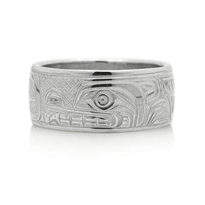 Wolf and Moon Heavy Gauge Ring - 1.5mm thickness