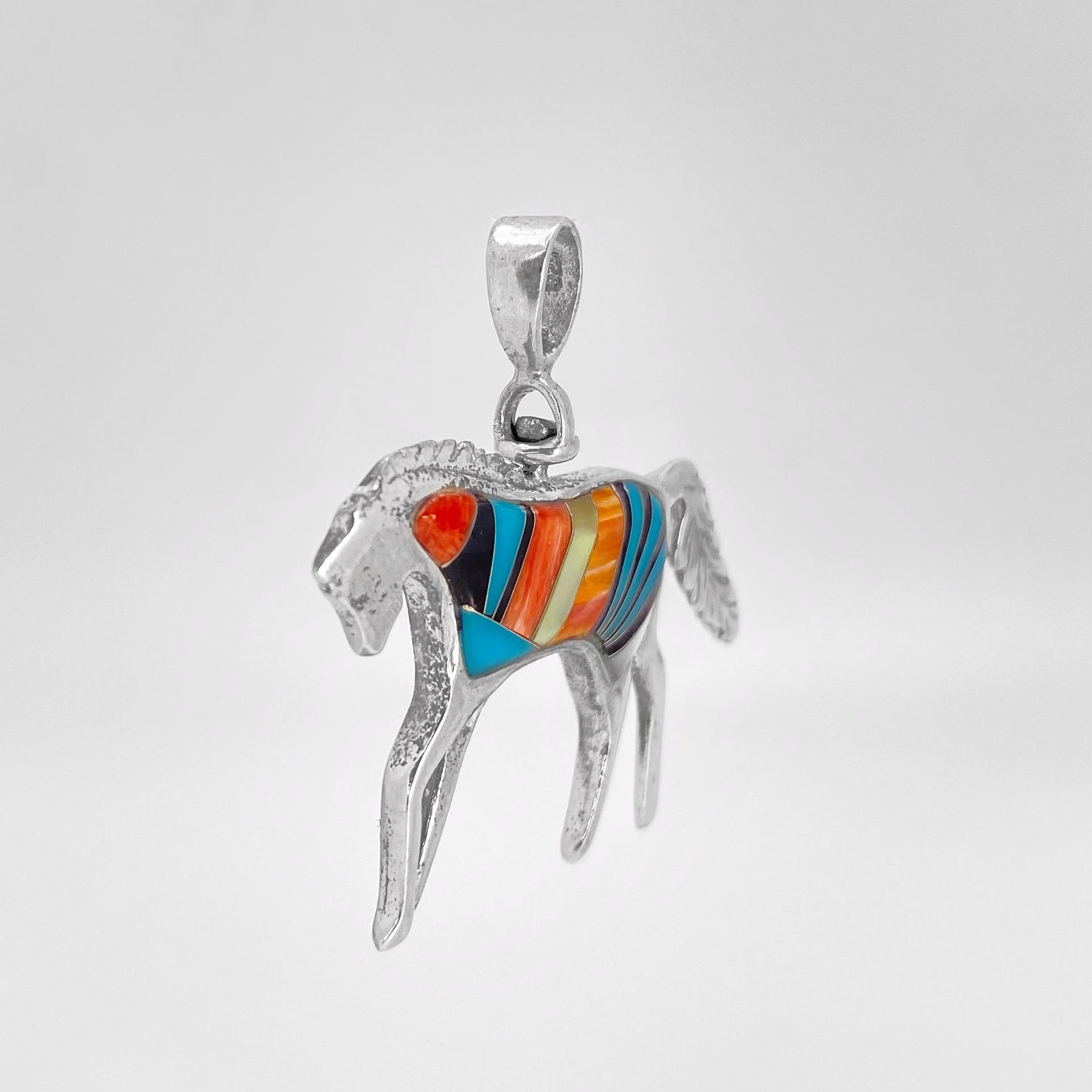 Zuni Multi-stone Double-sided Horse Pendant