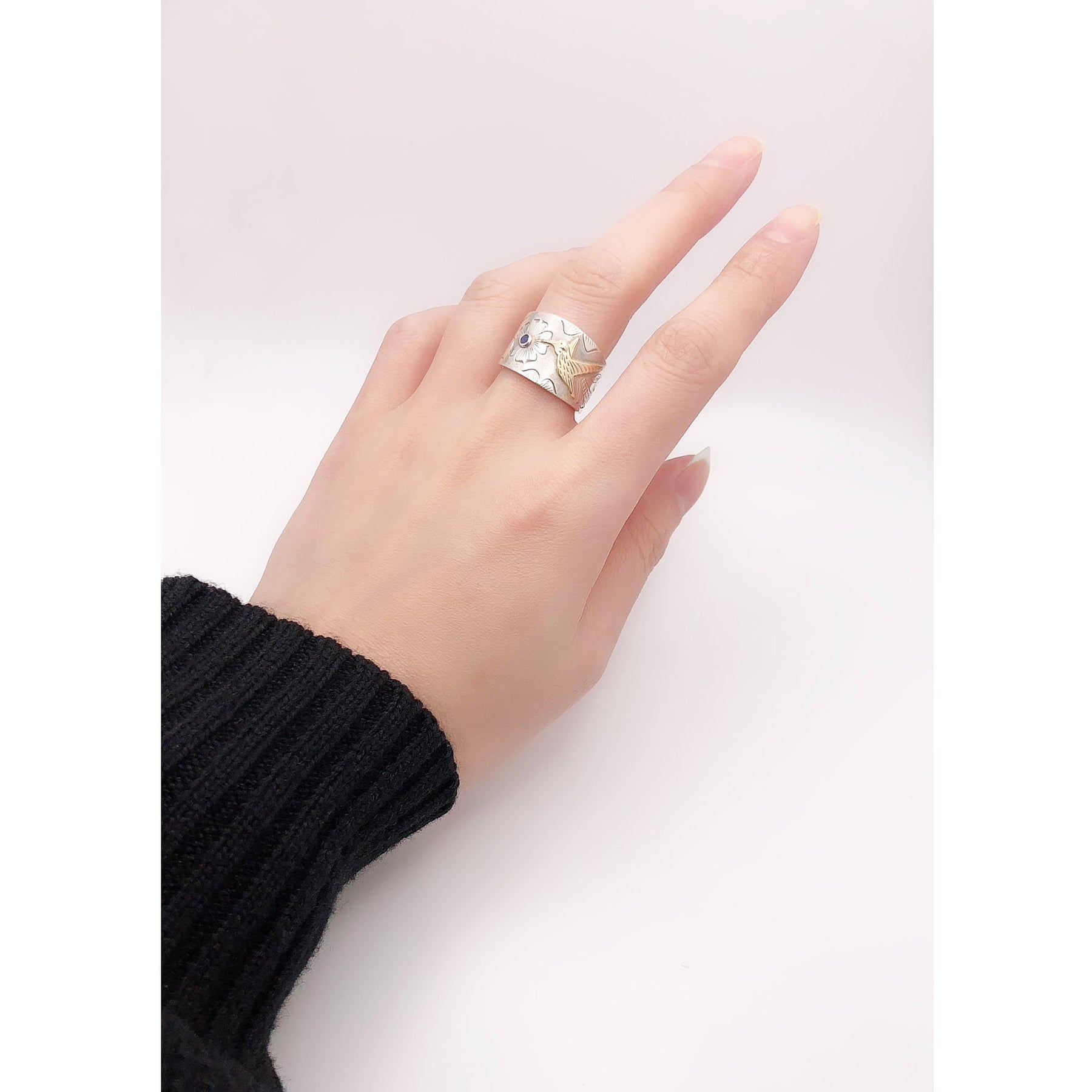 Hummingbird Ring with Sapphire