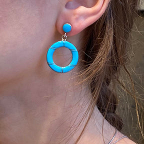 Zuni Turquoise Inlay Donut Earrings