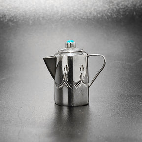 Miniature Turquoise Silver Coffee Pot