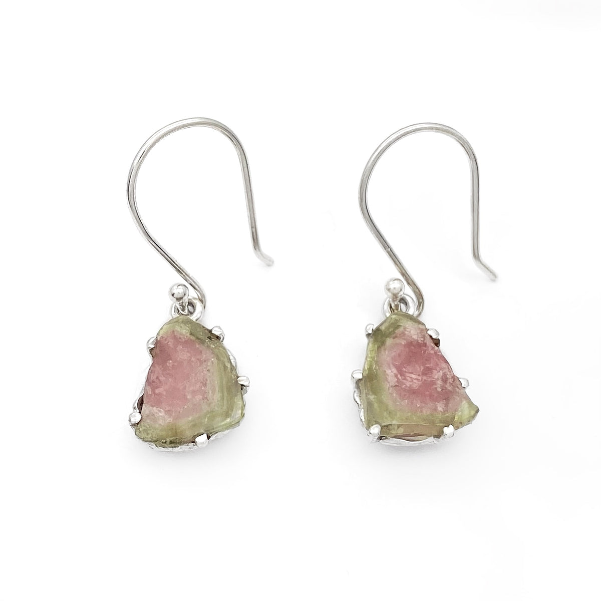 Tourmaline Earrings, Watermelon Tourmaline Earrings, retailer 925 Sterling Silver Earrings, Hoop Earrings, Tourmaline Doublet Quartz Silver Earrings