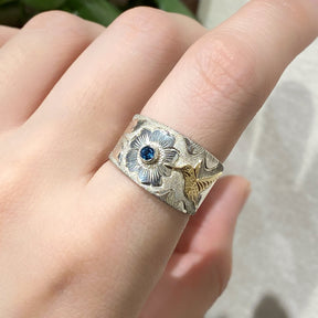 Hummingbird Ring with Blue Topaz