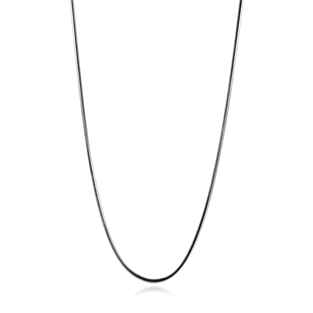 Octagonal Snake Chain Necklace - 0.8mm - Rhodium Plated