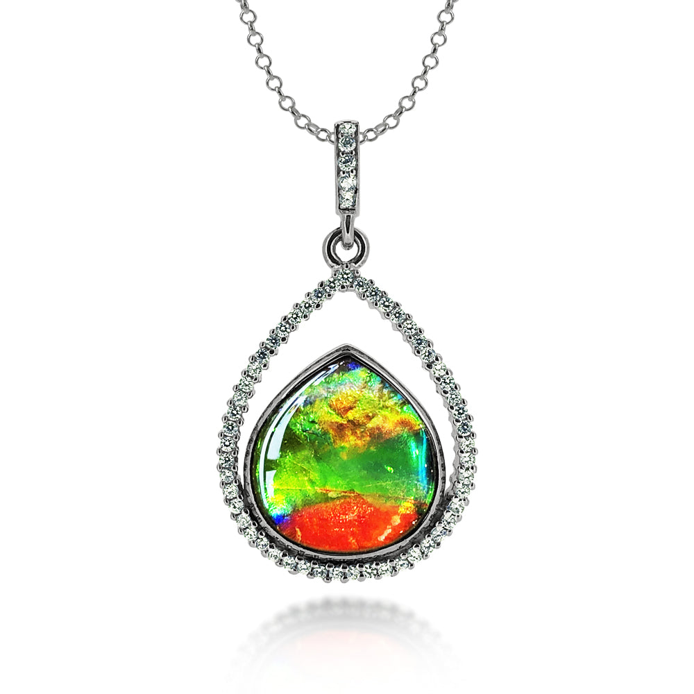 Ammolite Necklace and Pendant with Swarovski Crystals