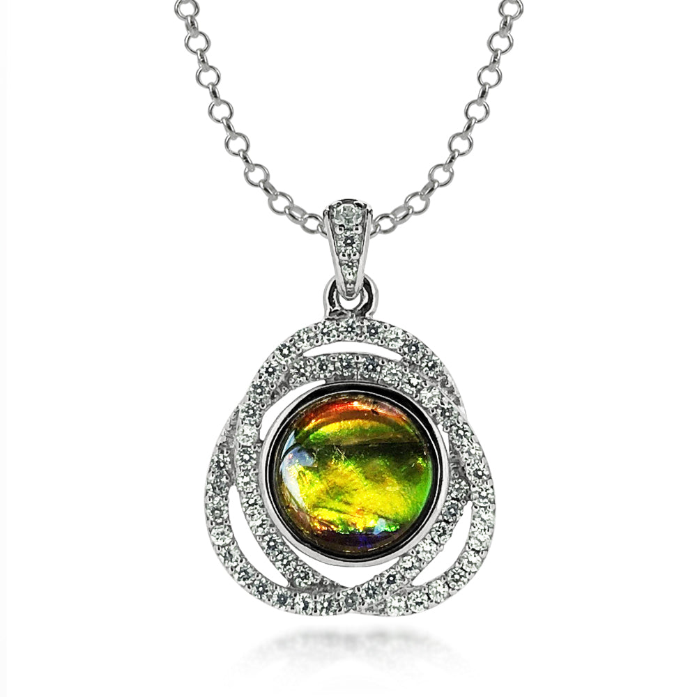 Ammolite Necklace and Pendant with Swarovski Crystals