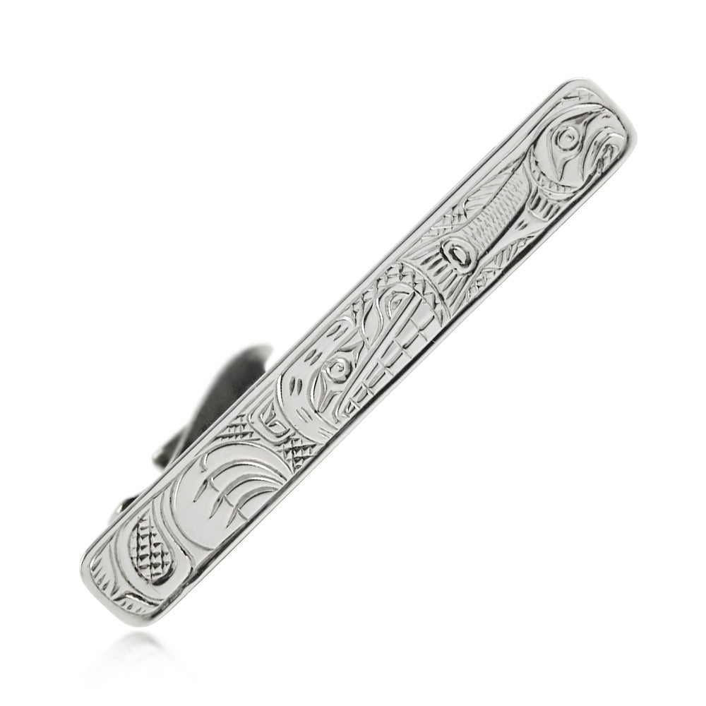 Bear and Salmon Tie Clip