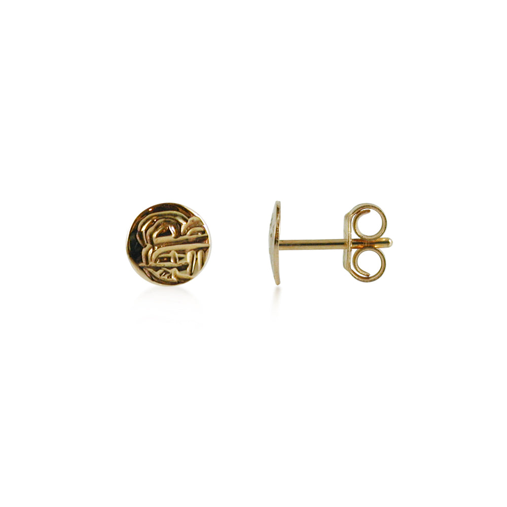 14K Yellow Gold Beaver Stud Earrings
