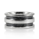 Two Tone Liner Ring - oxidized Silver