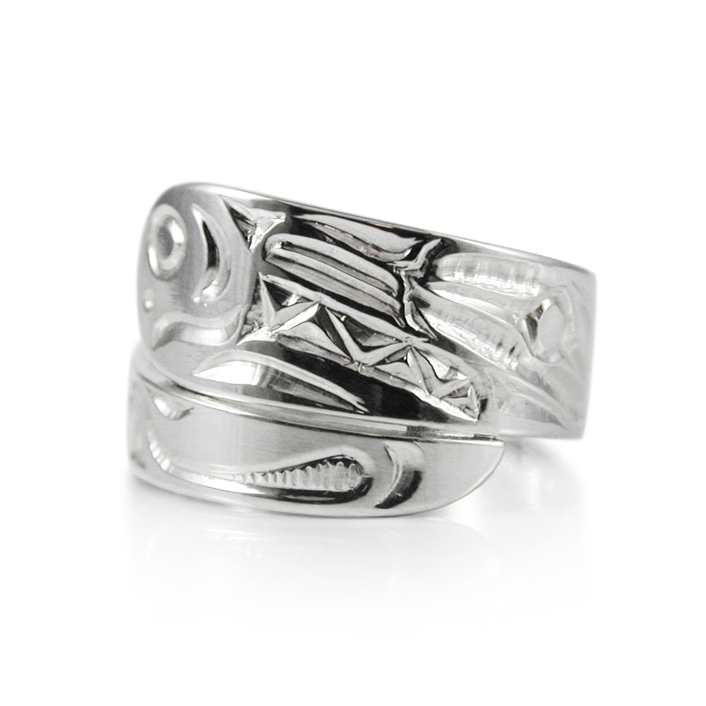 Wolf and Moon Wrap Ring